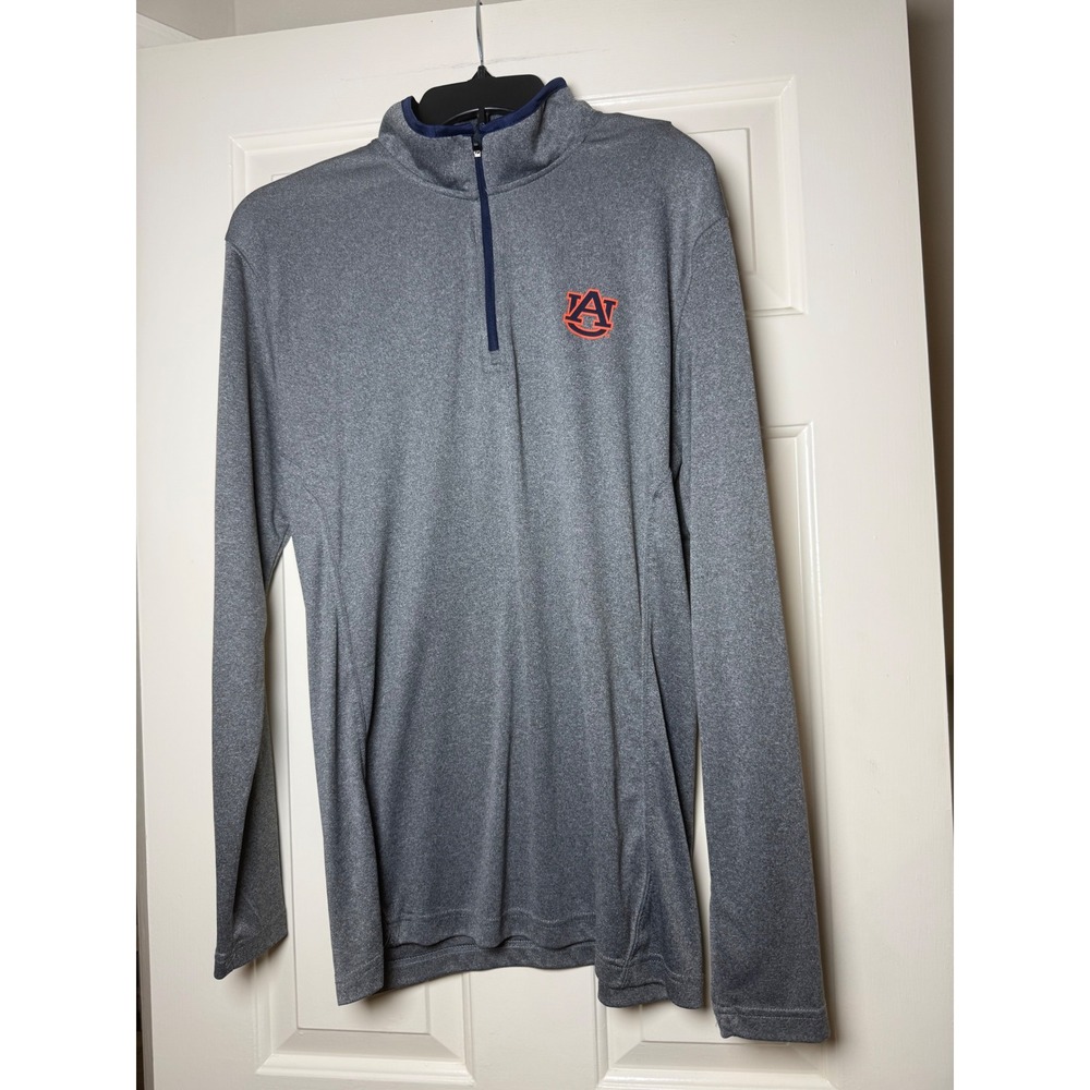 Campus Heritage Auburn Tigers Mens Large Gray Quarter Zip Pullover AU Logo L